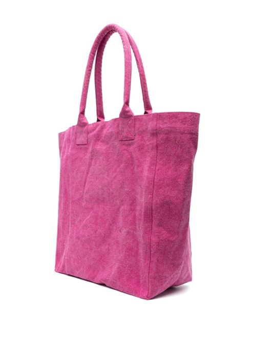 Borsa con logo ricamato in cotone organico rosa intenso Isabel Marant | PM0001FAA1X19M40PK